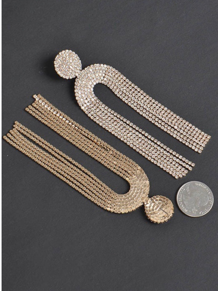 Curtain Rhinestone Stud Earrings