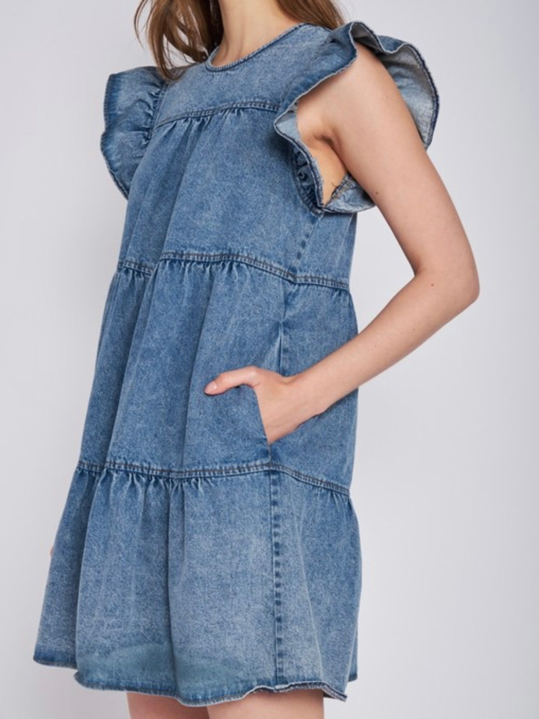 Angel Sleeve Denim Dress