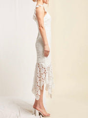 Delicate White Lace Midi Dress