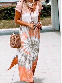 V Neck Tie Dye Maxi Dress