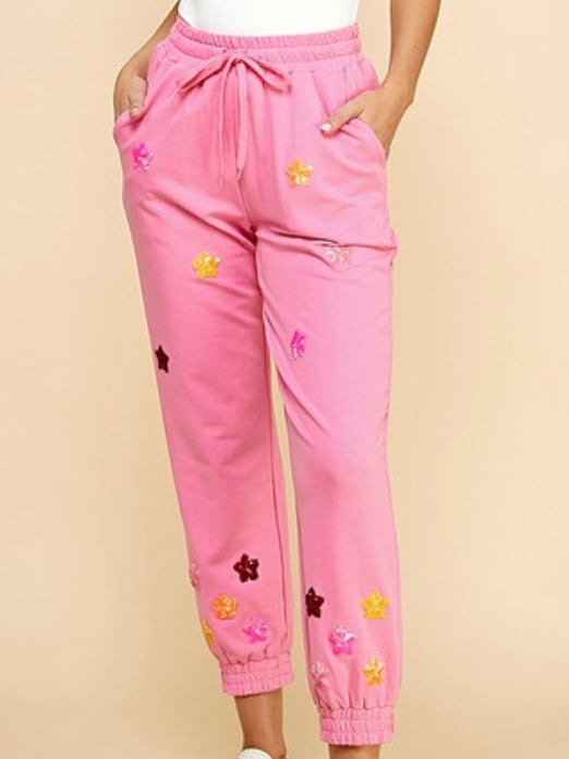 Pink Sequin Stars Jogger