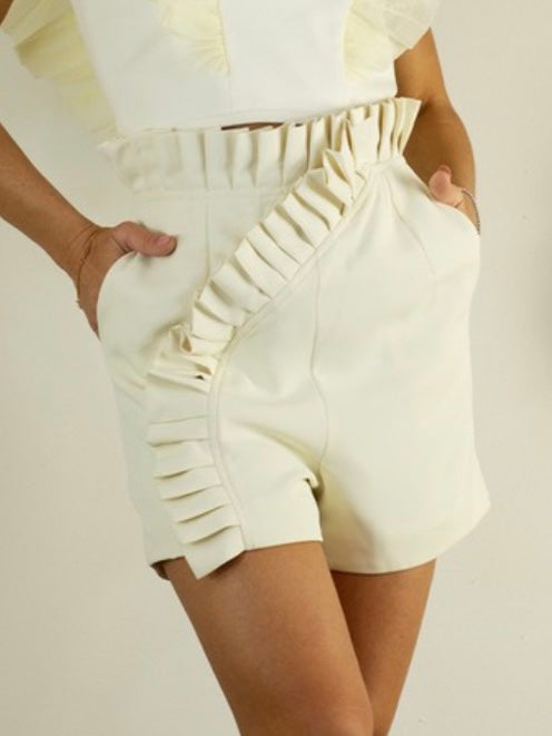 Delicate Cream Ruffled Short
