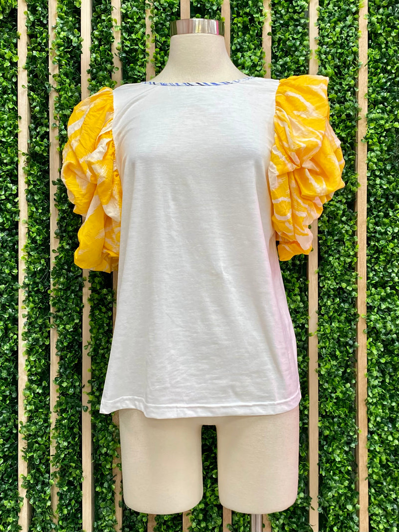 Mustard Angel Sleeves Top