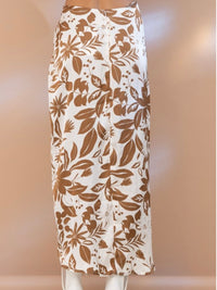 Brown Print Midi Skirt