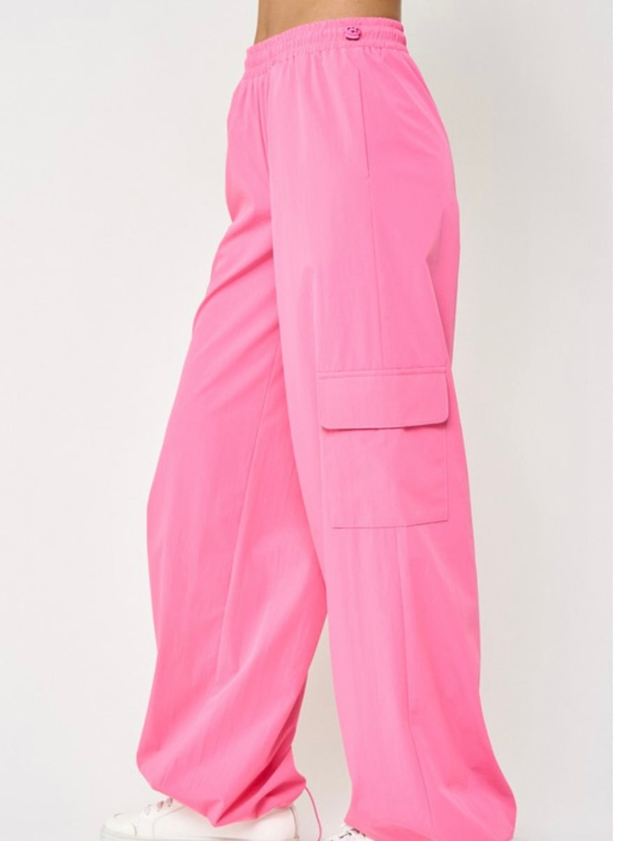 Bubble Gum Pink Nylon Jogger