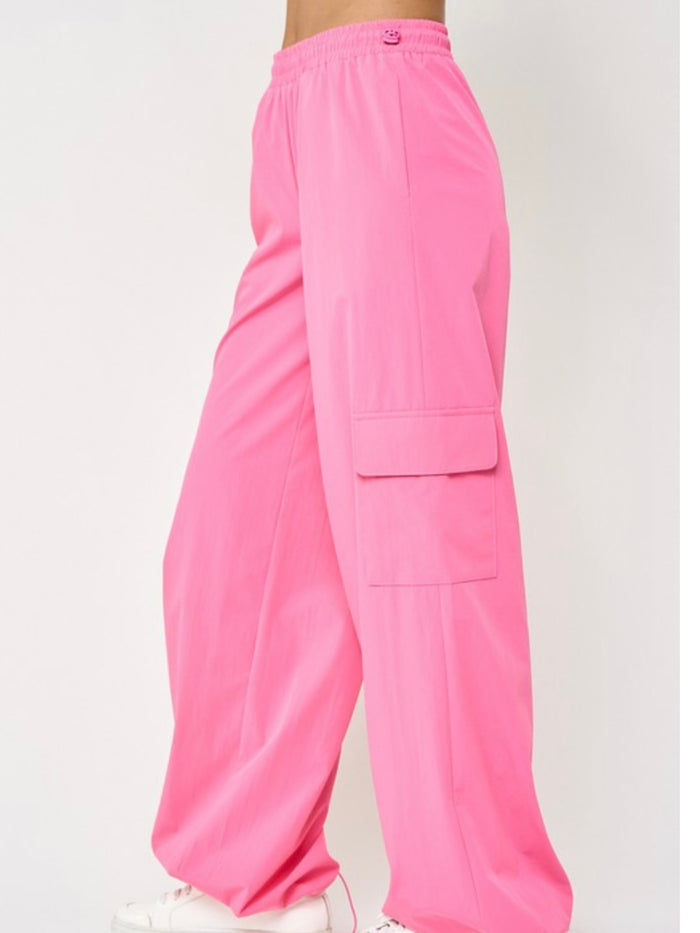 Bubble Gum Pink Nylon Jogger