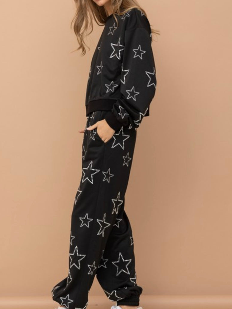 Rhinestone Star Jogger Set