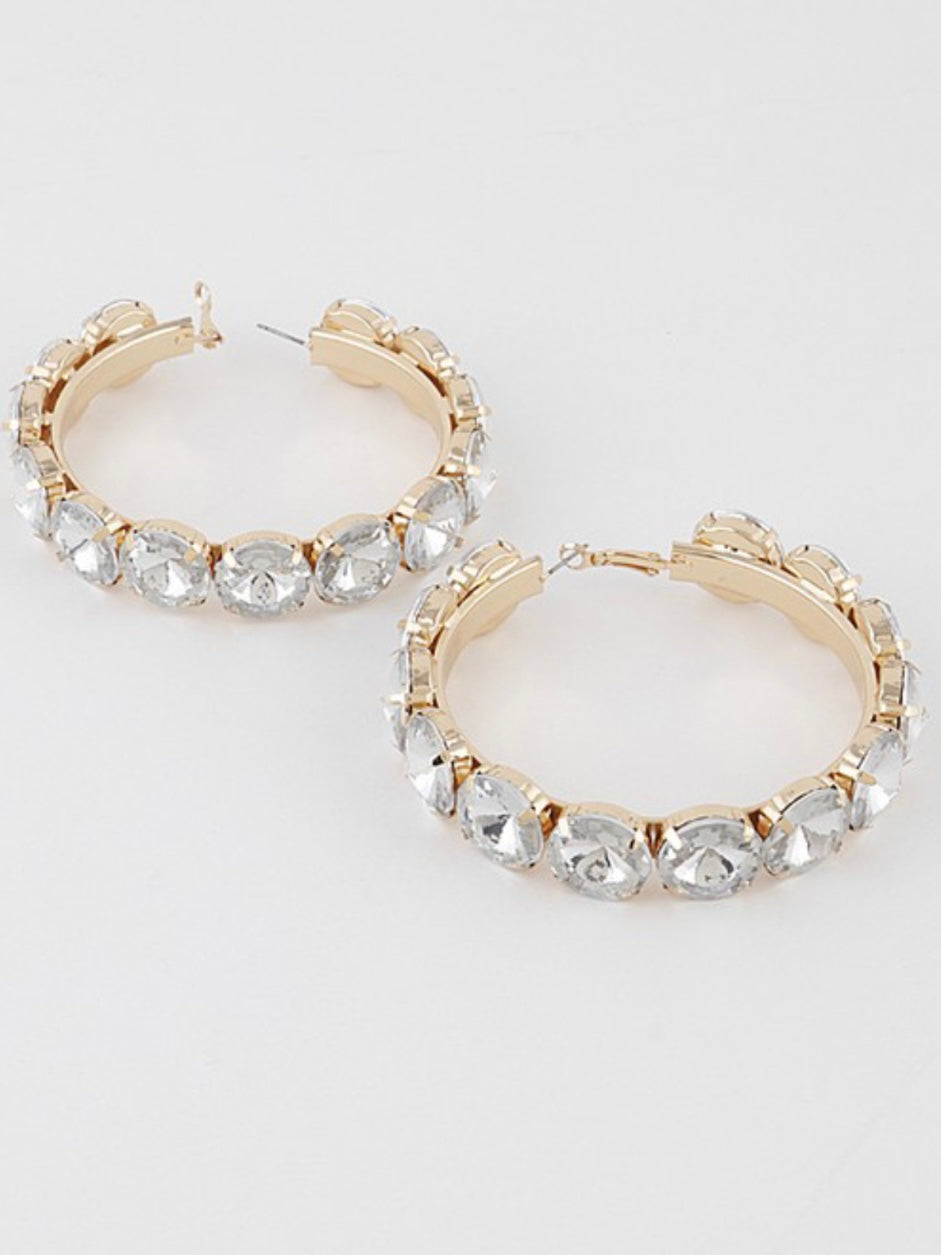 Large Rhinestone Hoop Earrings