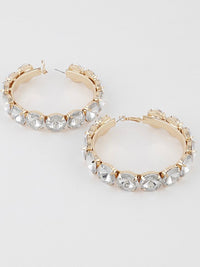 Large Rhinestone Hoop Earrings