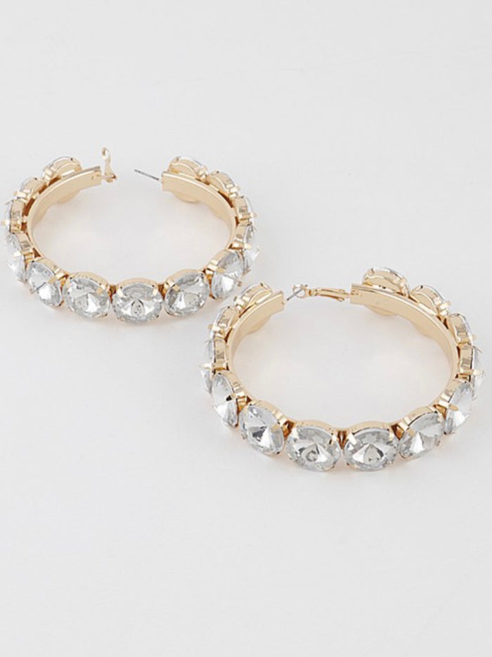 Large Rhinestone Hoop Earrings