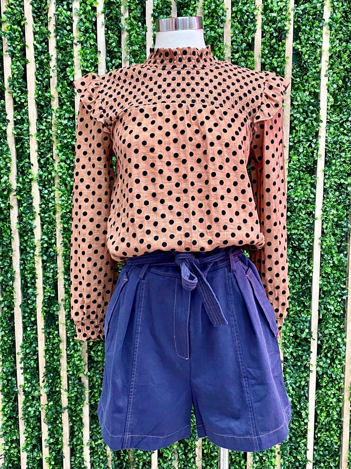 Contrast Stitch High Waist Shorts