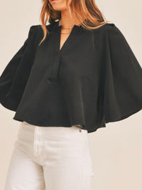 Black V Neck Cape Top