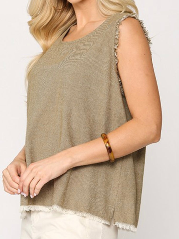 Frayed Hem Sleeveless Top