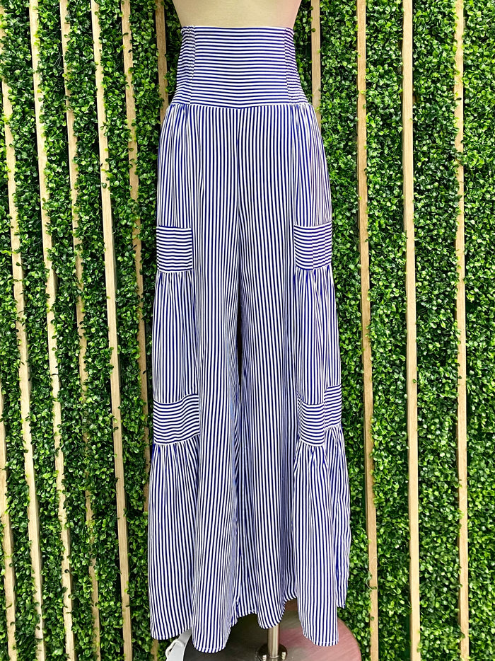 Stripe Tiered Wide Leg Palazzo