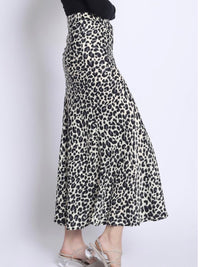 Leopard Biased Midi Skirt