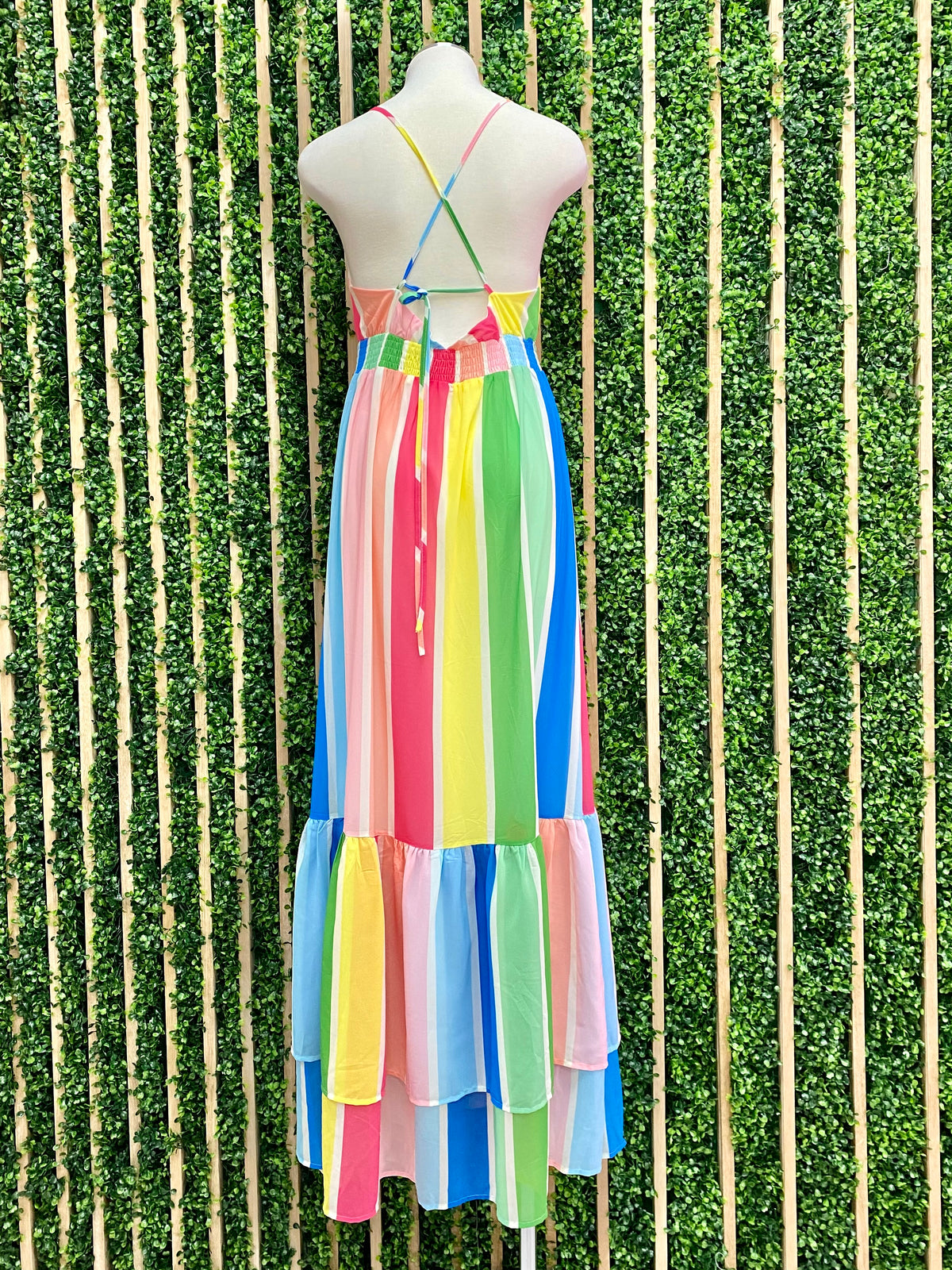 Blush Sky Blue Striped V Neck Maxi