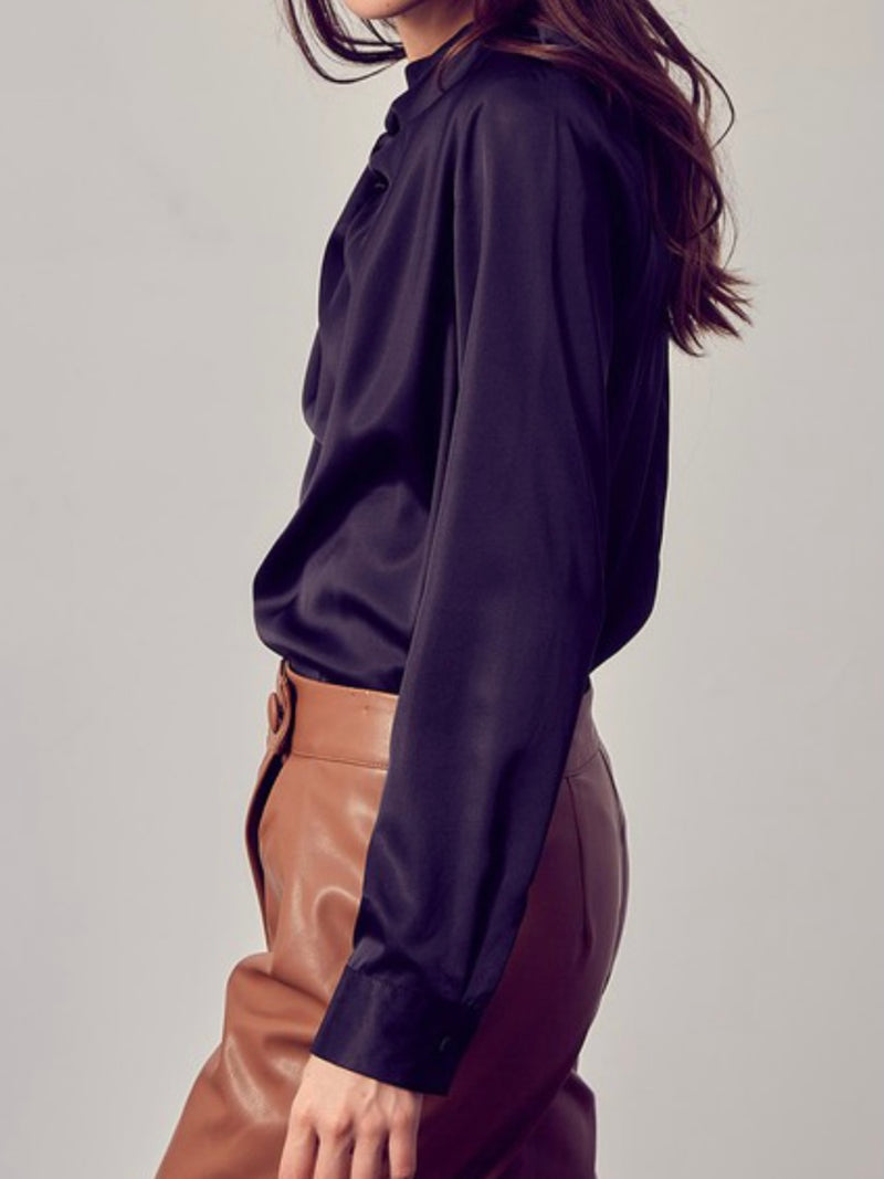 Elegant Long Sleeve Draped Bodysuit