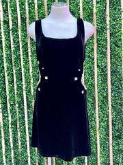 Velvet Cutout Rhinestone Detail Short Dress