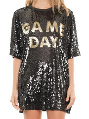 Game Day Sequin Shirt Dress