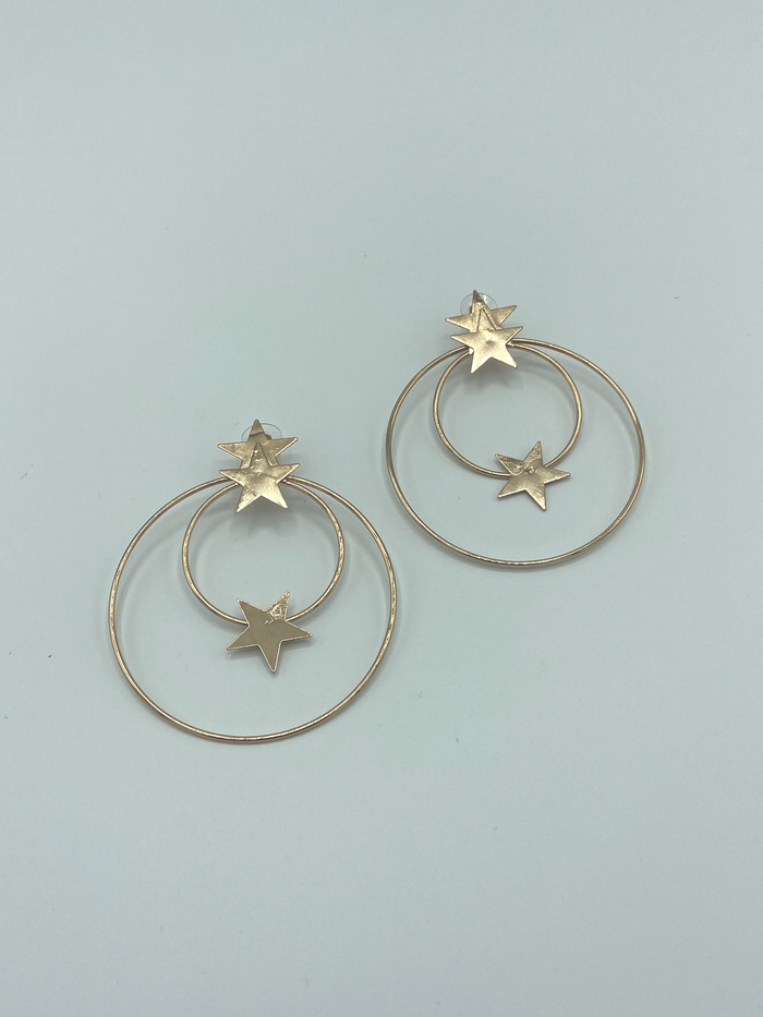 Gold Star Circle Earrings