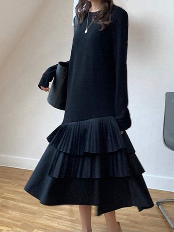 Black Ruffles Drop Waist Dress