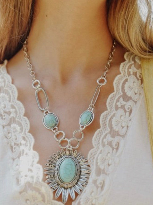 Turquoise sunflower Necklace