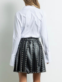 Black Studded Pleather Skirt