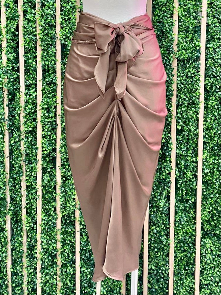 Elegant Front Tie Midi Skirt