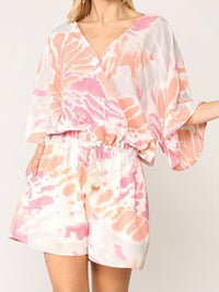 Pink Print Dolman Sleeve Romper