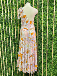 Orange Detail One Shoulder Midi Dress