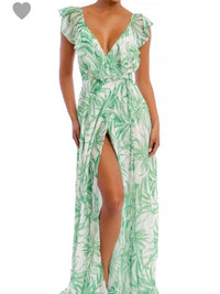 Leaves Wrap Maxi Dress