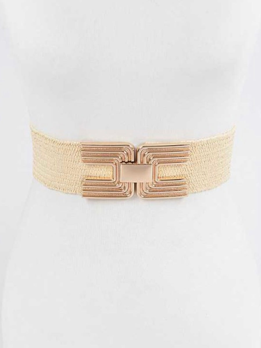 Delicate Buckle Raffia Belt