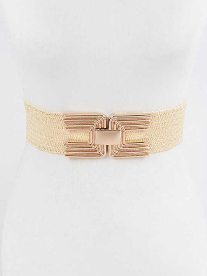 Delicate Buckle Raffia Belt