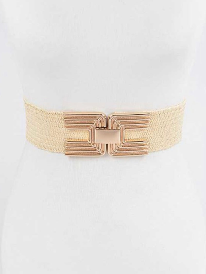 Delicate Buckle Raffia Belt
