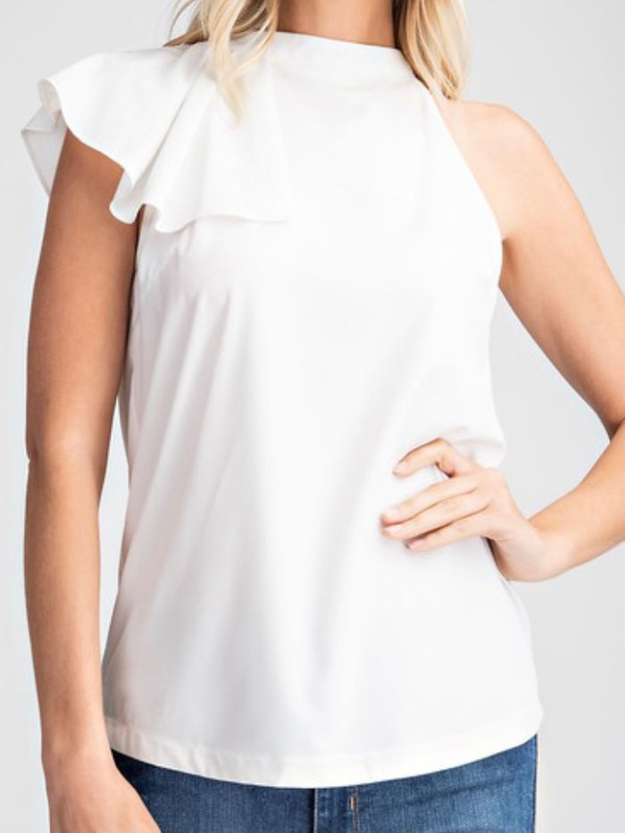 Ruffled Mock Neck Top
