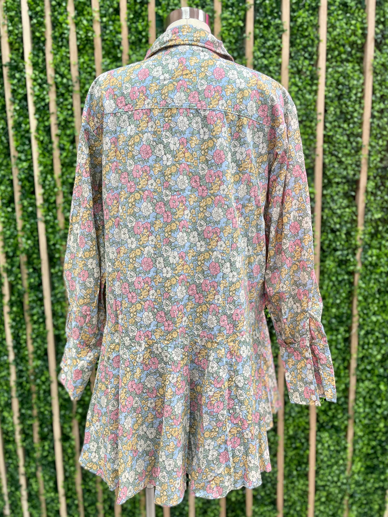 Customized Floral Fabric Drop Waist Dress