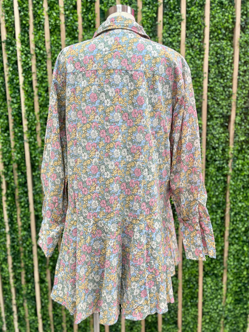 Customized Floral Fabric Drop Waist Dress