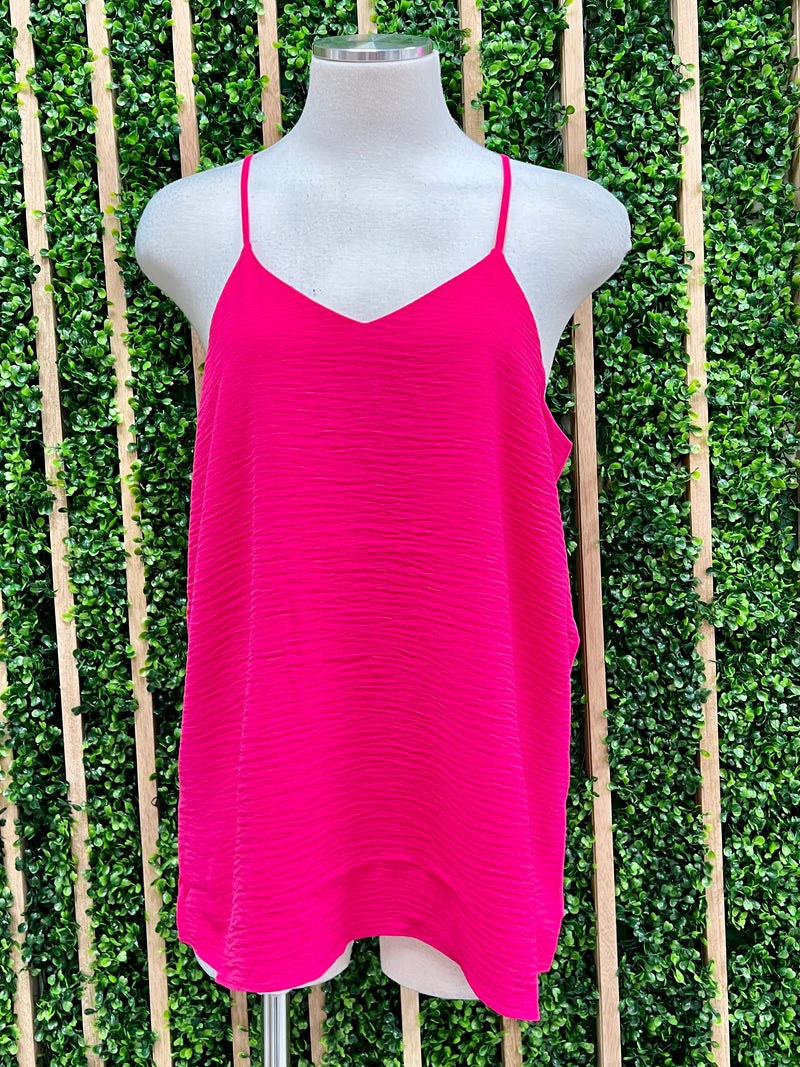 Textured Adjustable V Neck Cami