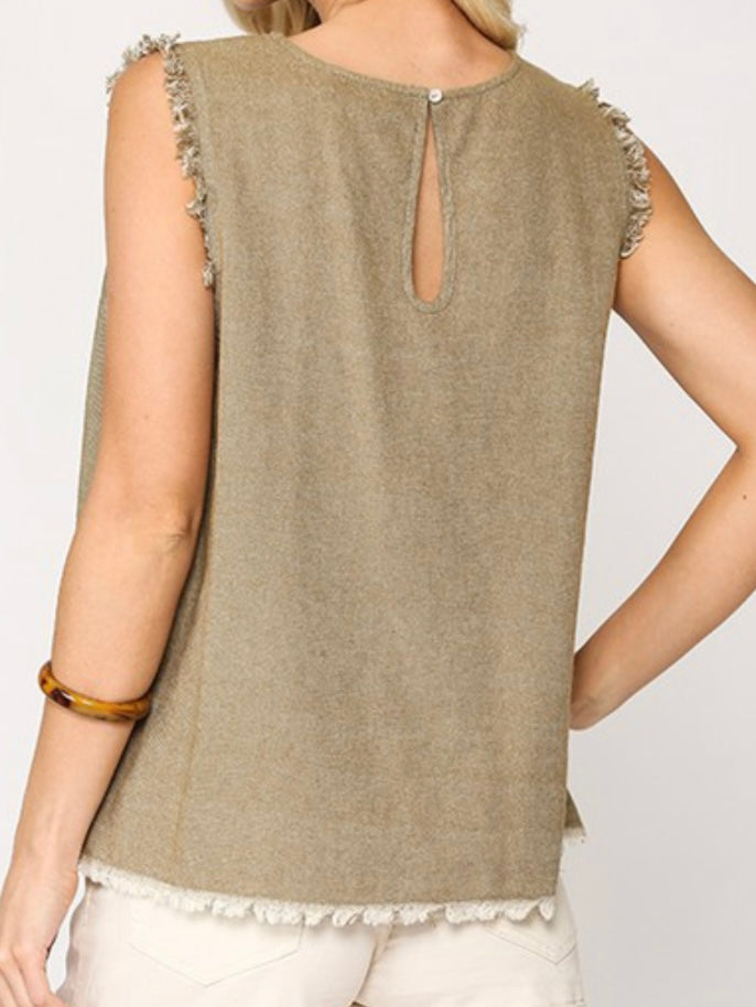 Frayed Hem Sleeveless Top