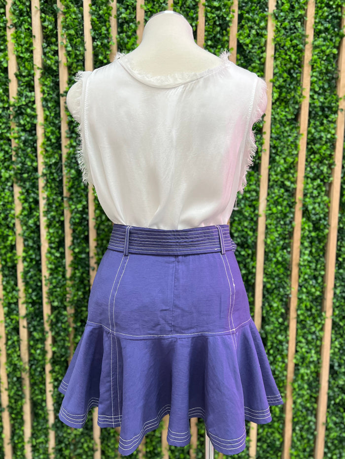 Stitch detail Flounce Mini Skirt