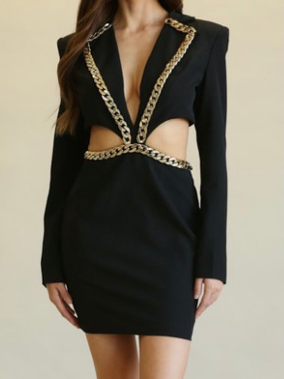 Stunning Chain Detail Blazer Dress