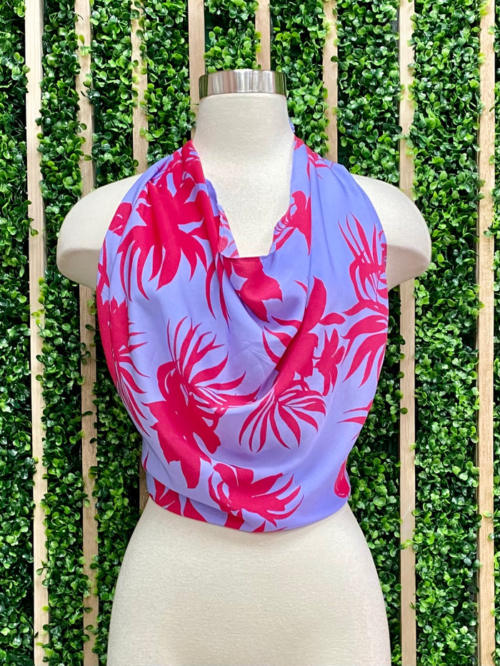 Lavender Print Cowl Neck Top