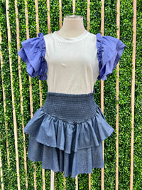 Lavender White Ruffled Top