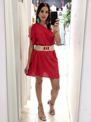 One Shoulder Red Dress