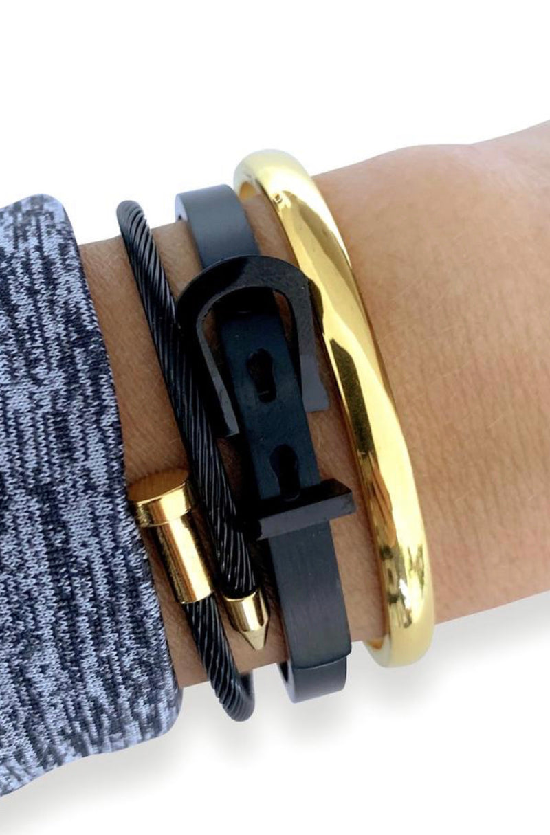 Black Stack Bracelets