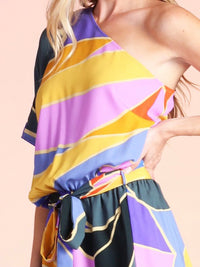 Metamorphosis Print One Shoulder Short Dress