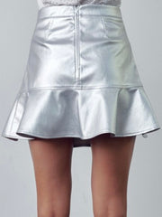 Metallic Pleather Short Skirt
