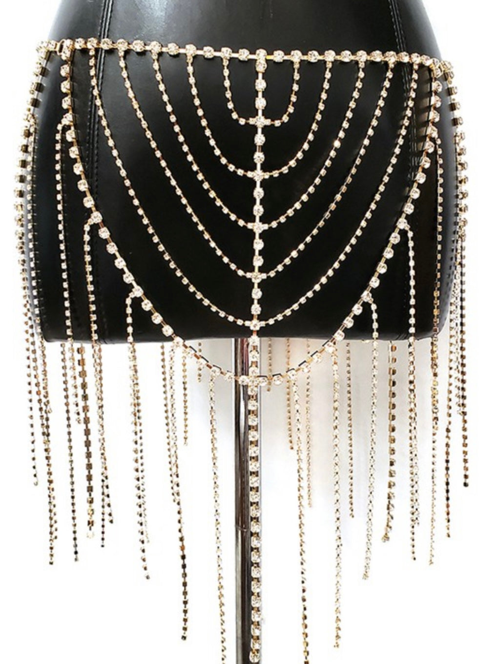 Rhinestone Draped Fringe Belt