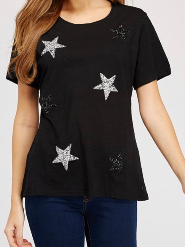 Gliiter Star Patched Top