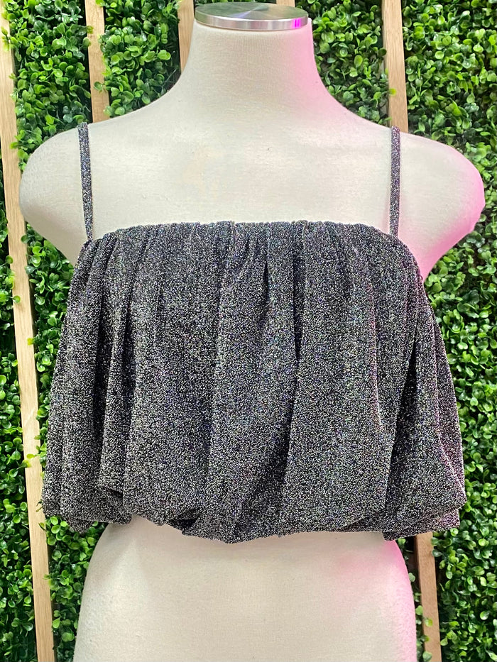 Black Silver Bubble TOp